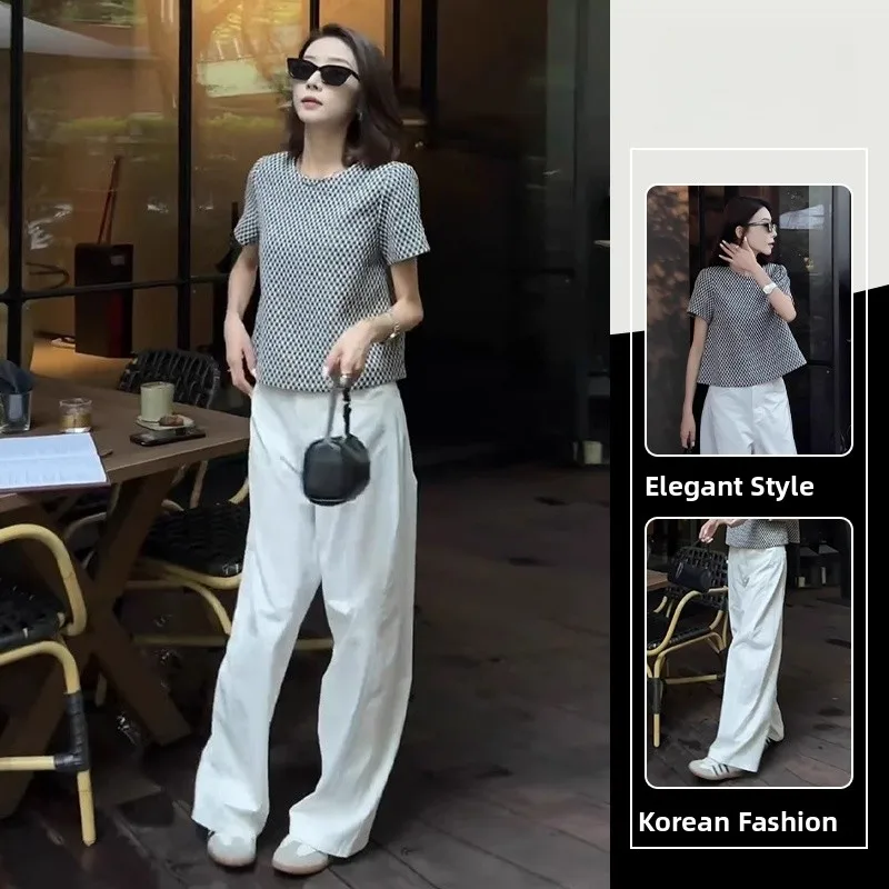 Business Commute Plaid Shirt Women's Fashion High Waist Short Sleeve Wide Leg Pants Slimming Effect Business Casual Outfit
Business Commute Plaid Shirt Women's Fashion High Waist Short Sleeve Wide Leg Pants Slimming Effect Business Casual Outfit