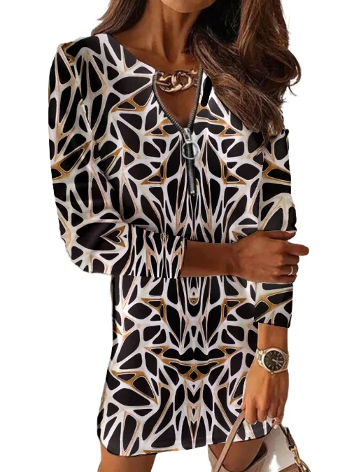 Latest Women's V-Neck Zipper Design Dress 2023 Hot Selling Fashion Long Sleeve Printing Fashion Wrap Hip Mini Dress
Latest Women's V-Neck Zipper Design Dress 2023 Hot Selling Fashion Long Sleeve Printing Fashion Wrap Hip Mini Dress