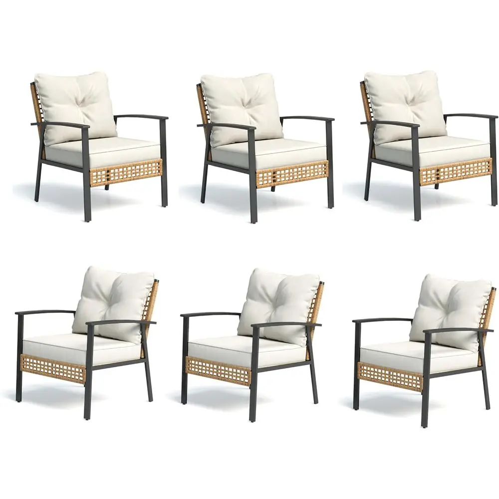 6-Piece Oversized Outdoor Wicker Patio Dining Set with Cushions for Garden, Poolside, Beige
6-Piece Oversized Outdoor Wicker Patio Dining Set with Cushions for Garden, Poolside, Beige