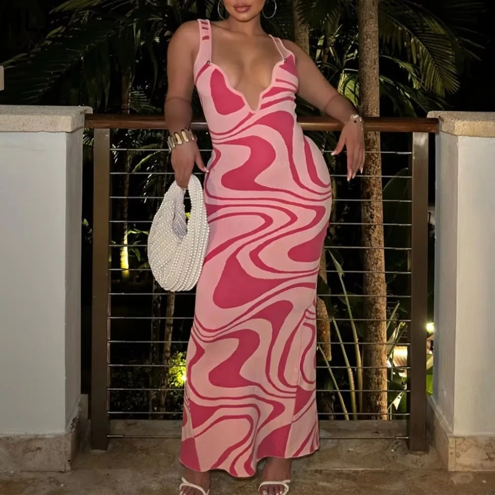 HLJ Spring Summer New Sexy Print Women Pink Spaghetti Strap Irregular High Slit Bodycon Dresses Female Night Club Party Vestidos
HLJ Spring Summer New Sexy Print Women Pink Spaghetti Strap Irregular High Slit Bodycon Dresses Female Night Club Party Vestidos