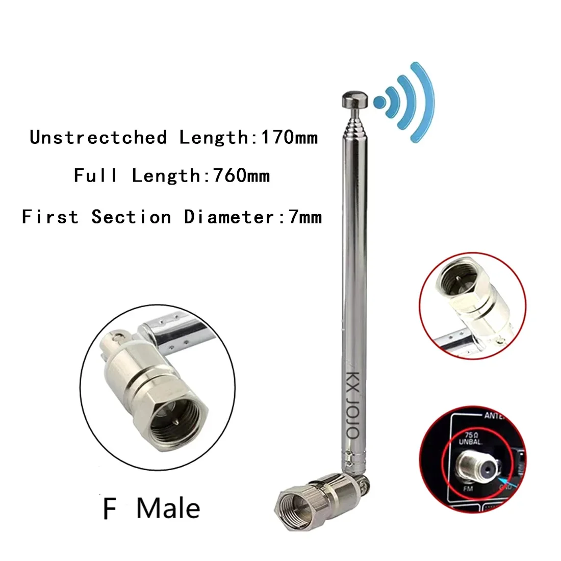 180 Degrees Rod SMA/BNC/TV/F Male Connector Radio Telescopic Antenna Length 162mm 7 Sections 1pc
180 Degrees Rod SMA/BNC/TV/F Male Connector Radio Telescopic Antenna Length 162mm 7 Sections 1pc