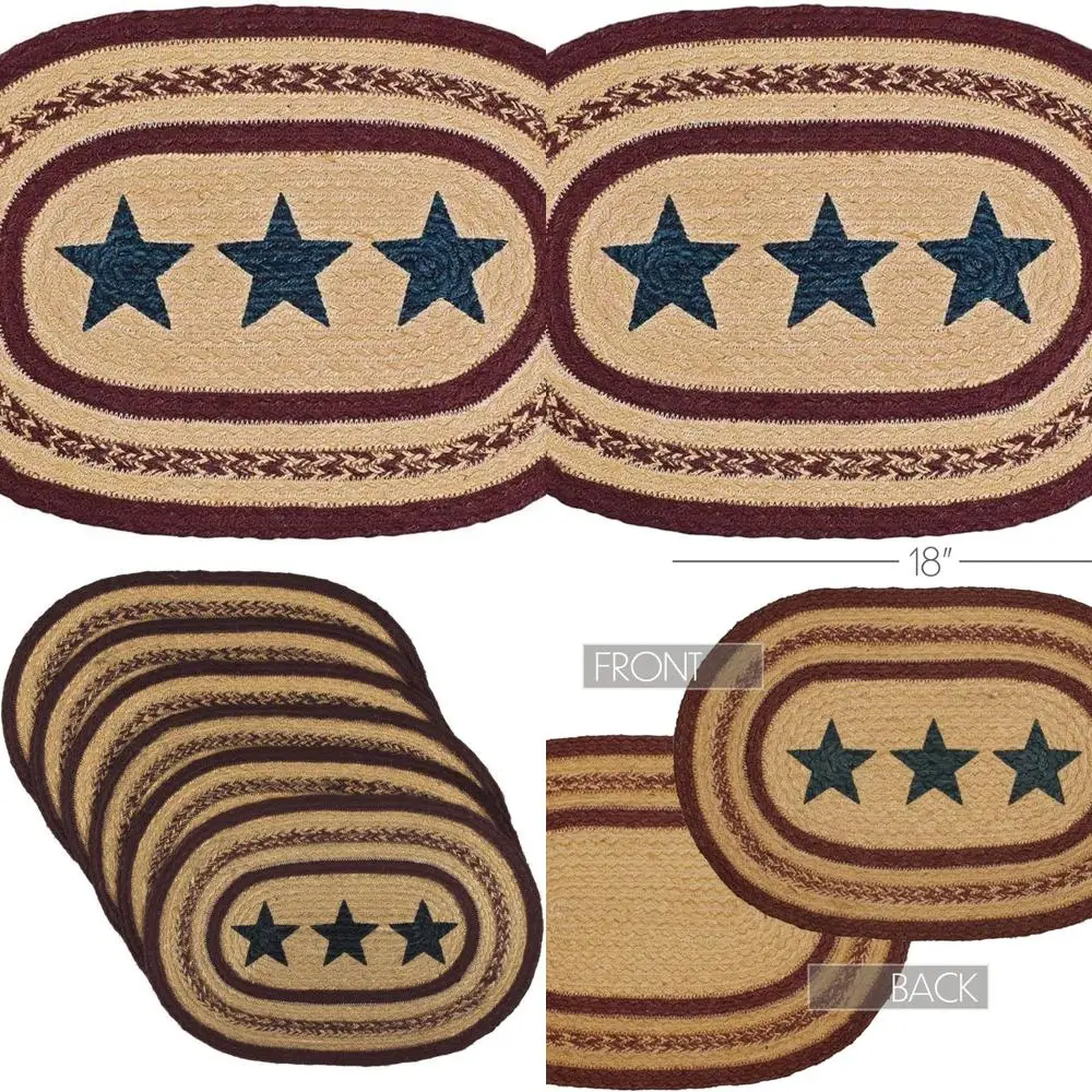 Burgundy Oval Jute Placemats with Star Stencil, Set of 6, 12x18 Inches
Burgundy Oval Jute Placemats with Star Stencil, Set of 6, 12x18 Inches