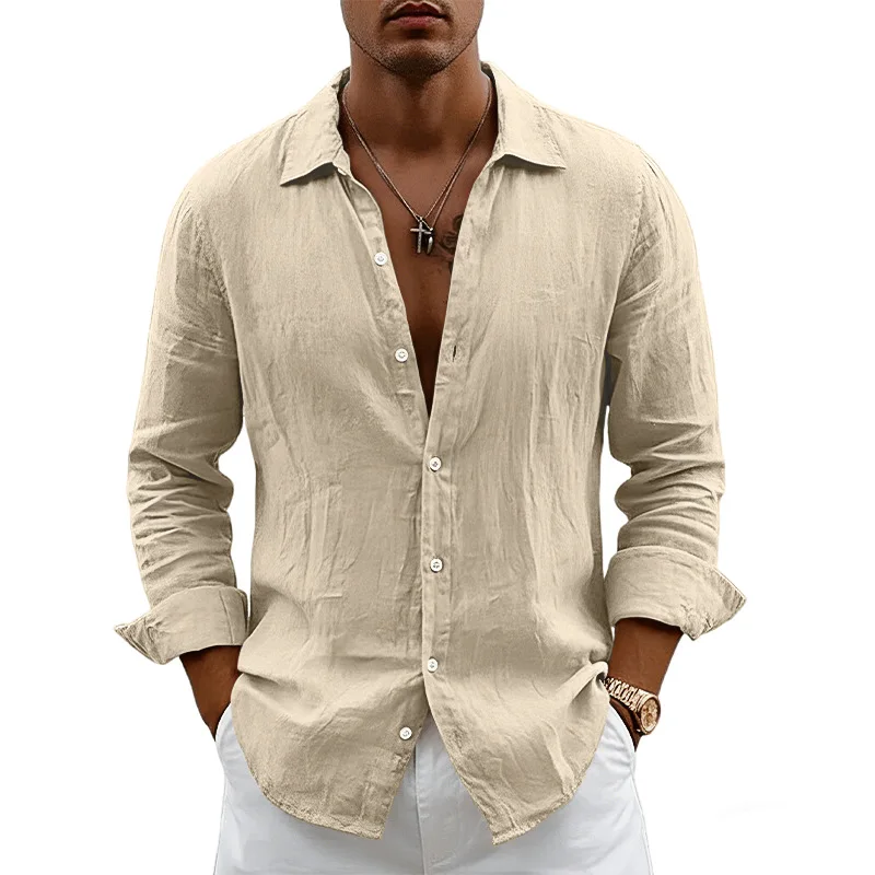 2026 New Men's Shirt Cotton linen Fashion Casual Neck Beach Shirt Simple Long Sleeve Solid Hawaiian Holiday Shirts Vintage Man
2026 New Men's Shirt Cotton linen Fashion Casual Neck Beach Shirt Simple Long Sleeve Solid Hawaiian Holiday Shirts Vintage Man