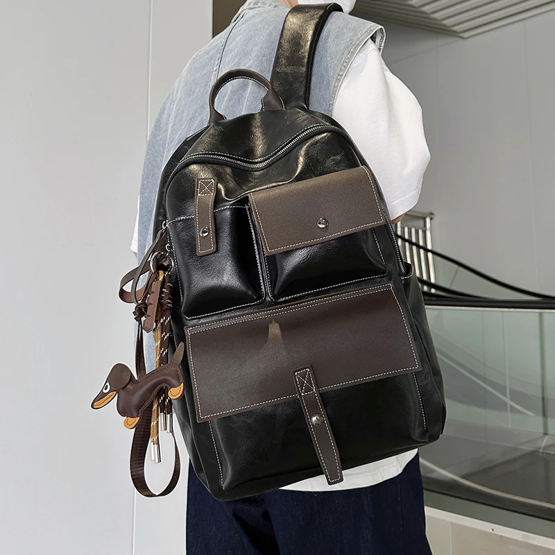 High Quality PU Leather Backpack for Men Retro Multi Pockets Backpacks Large Capacity Laptop Bag High Street Outdoor Backpacks
High Quality PU Leather Backpack for Men Retro Multi Pockets Backpacks Large Capacity Laptop Bag High Street Outdoor Backpacks