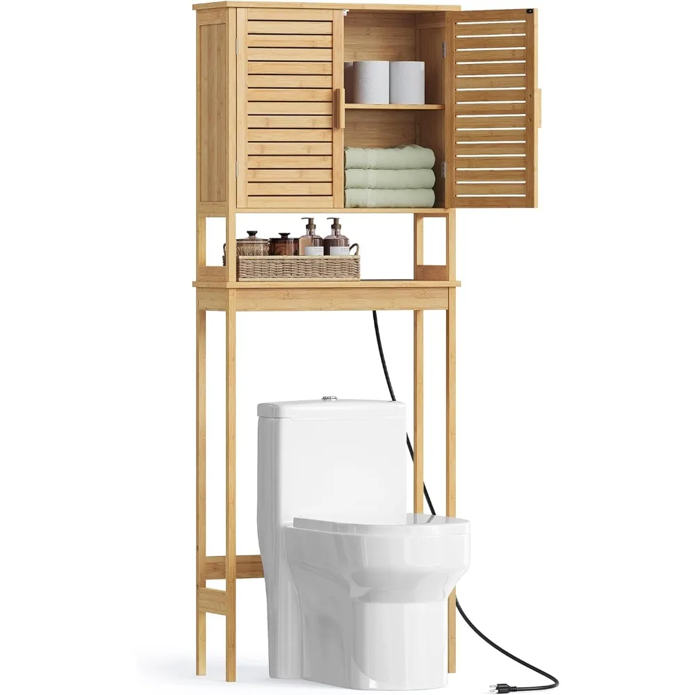 Over The Toilet Storage Cabinet with Charging Station, Bathroom Cabinet with Adjustable Inside Shelf and Bottom Stabilizer Bar,
Over The Toilet Storage Cabinet with Charging Station, Bathroom Cabinet with Adjustable Inside Shelf and Bottom Stabilizer Bar,