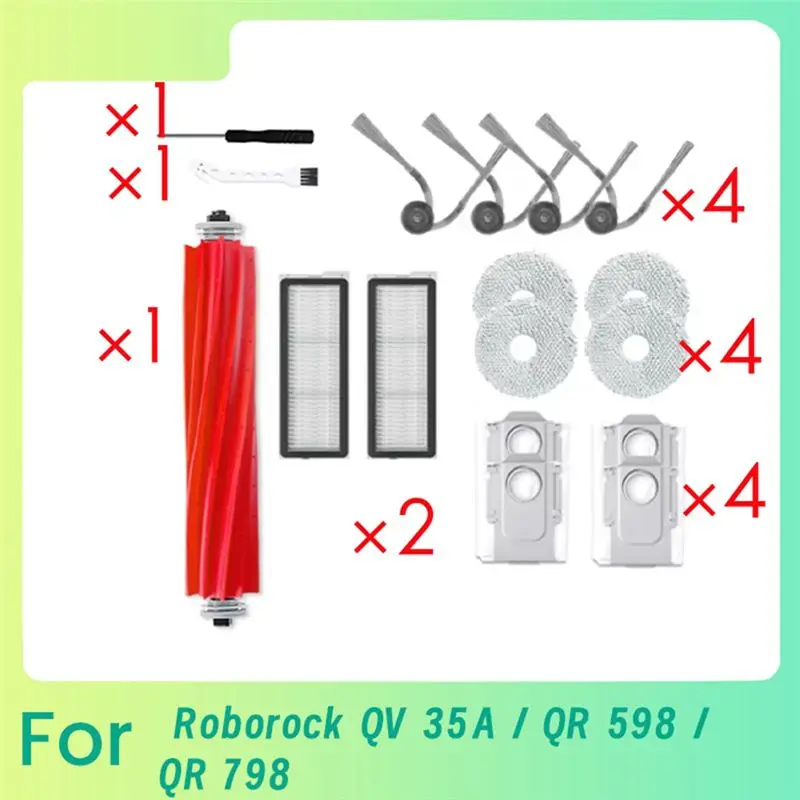 B51CNEW! Набор из 17 предметов для пылесосов Roborock QV 35A / QR 798 / QR 598: основная и боковые щетки, насадки для влажной уборки, фильтры, мешки для сбора пыли — незаменимые аксессуары для пылесоса
B51CNEW! Набор из 17 предметов для пылесосов Roborock QV 35A / QR 798 / QR 598: основная и боковые щетки, насадки для влажной уборки, фильтры, мешки для сбора пыли — незаменимые аксессуары для пылесоса