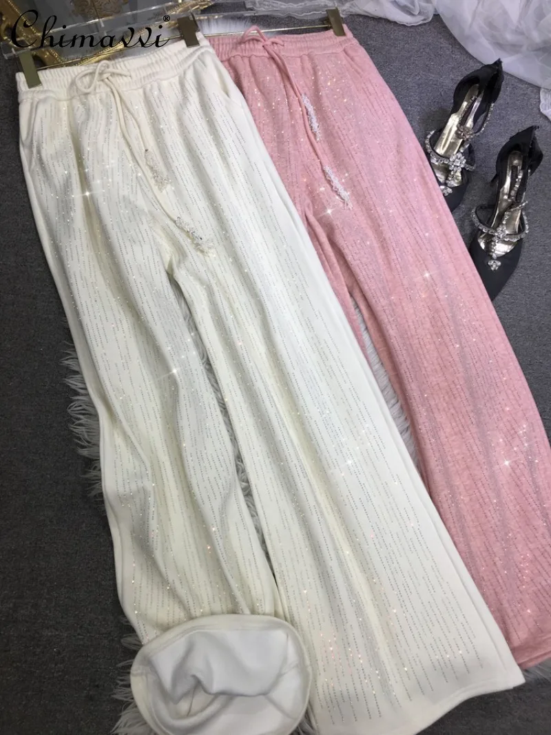 Fashion Fleece-Lined Thickened Straight-Leg Pants Women European Heavy Rhinestone Soft Slim Versatile Elastic Waist Long Pants
Fashion Fleece-Lined Thickened Straight-Leg Pants Women European Heavy Rhinestone Soft Slim Versatile Elastic Waist Long Pants
