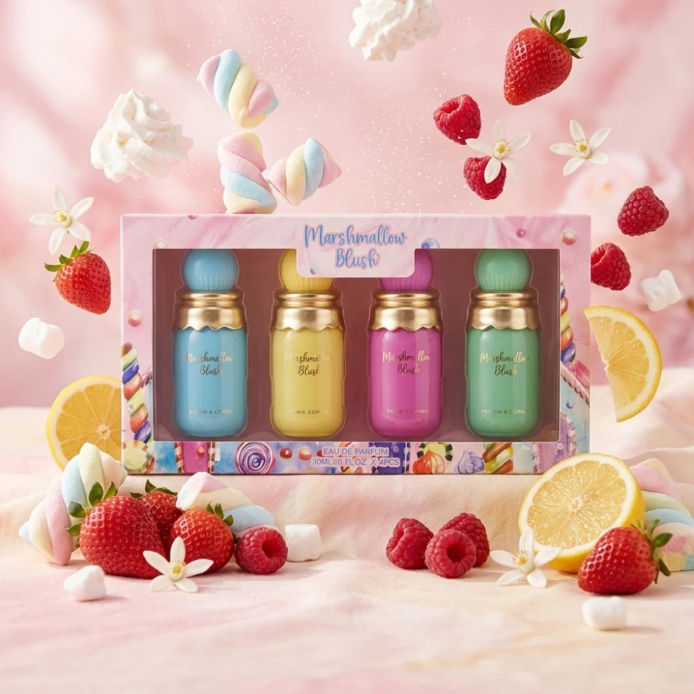 120ml Women Eau De Parfum Gift Set Sweet Candy Marshmallow Perfume 4PCS Gourmand Fragrance Cute Bottle Long Lasting
120ml Women Eau De Parfum Gift Set Sweet Candy Marshmallow Perfume 4PCS Gourmand Fragrance Cute Bottle Long Lasting