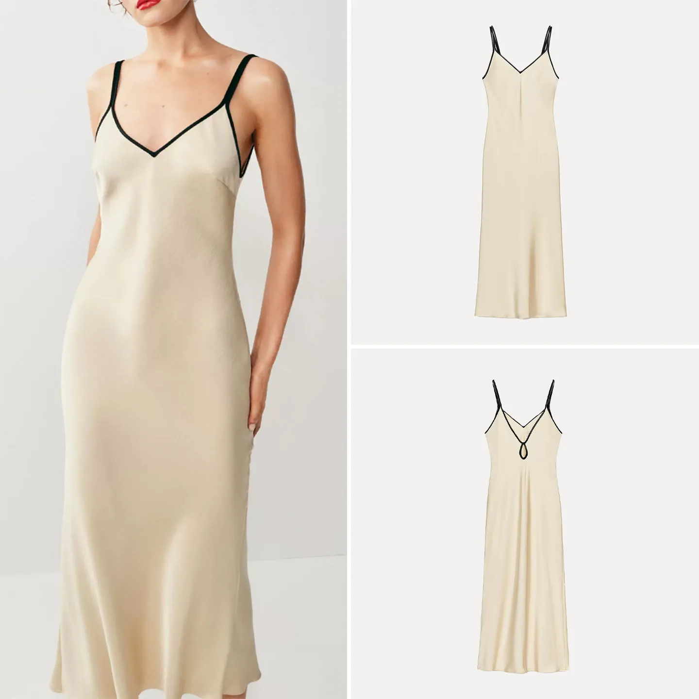 Summer 2026 Women's Fashion Color Block Satin Feel Dress with Lace Trim V Neck Sleeveless Daily Wear Elegant Draped Gown
Summer 2026 Women's Fashion Color Block Satin Feel Dress with Lace Trim V Neck Sleeveless Daily Wear Elegant Draped Gown