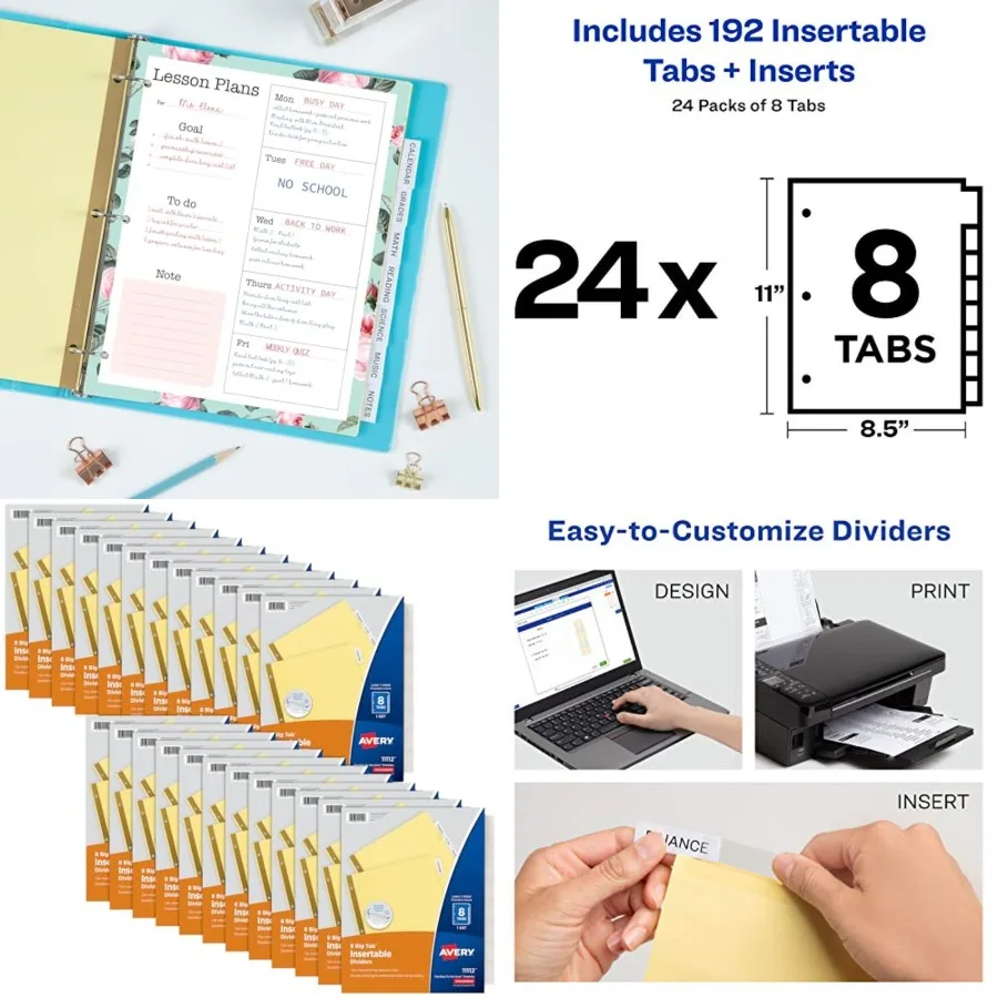 Big Tab Insertable Dividers for 3 Ring Binders, 8-Tab Set, Buff Paper, Clear Tabs, 48 s of 2 5
Big Tab Insertable Dividers for 3 Ring Binders, 8-Tab Set, Buff Paper, Clear Tabs, 48 s of 2 5