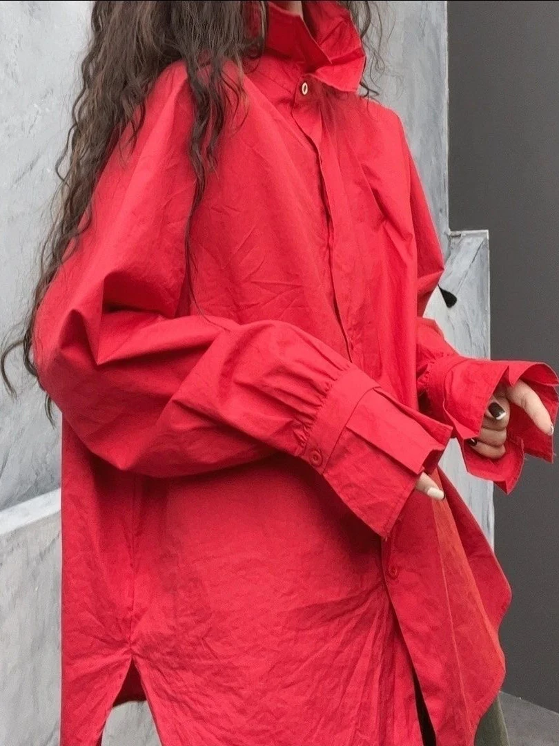 Женская повседневная красная рубашка с длинным рукавом, свободного кроя, в корейском стиле, для работы, модная, антивозрастная, больших размеров, из полиэстера
Женская повседневная красная рубашка с длинным рукавом, свободного кроя, в корейском стиле, для работы, модная, антивозрастная, больших размеров, из полиэстера