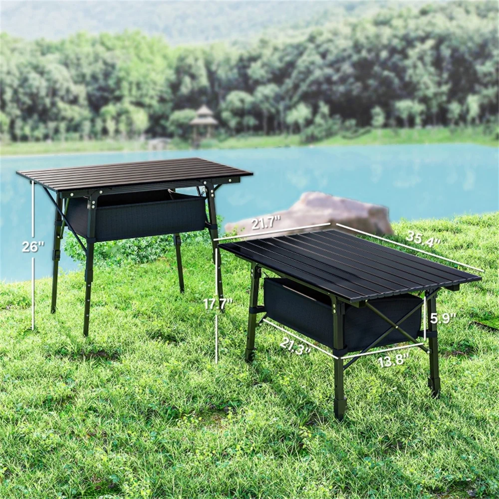 Black Portable Folding Camping Table with Storage Pocket, Outdoor Lightweight Picnic Dining Table for Camping Beach Travel
Black Portable Folding Camping Table with Storage Pocket, Outdoor Lightweight Picnic Dining Table for Camping Beach Travel