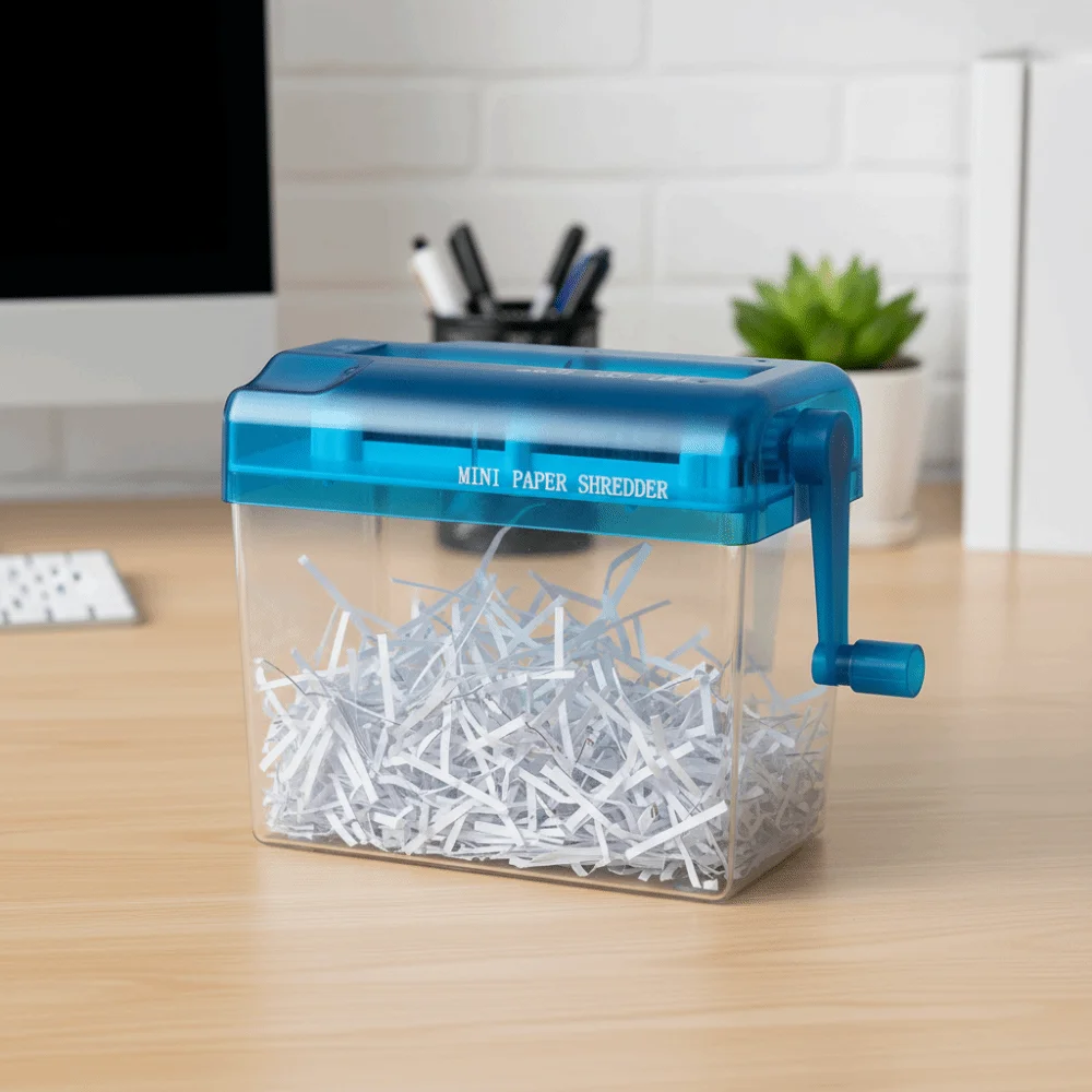 Mini Manual Paper Shredder Transparent Non-slip Base Document Destroyer Hand Crank ABS Documents Paper Cutting Tool Office
Mini Manual Paper Shredder Transparent Non-slip Base Document Destroyer Hand Crank ABS Documents Paper Cutting Tool Office