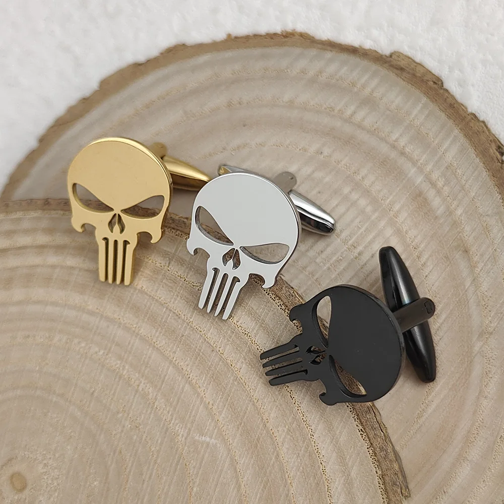 New skull cufflinks, stylish stainless steel men's shirt cufflinks, punk style suit accessories, suitable for party wear
New skull cufflinks, stylish stainless steel men's shirt cufflinks, punk style suit accessories, suitable for party wear