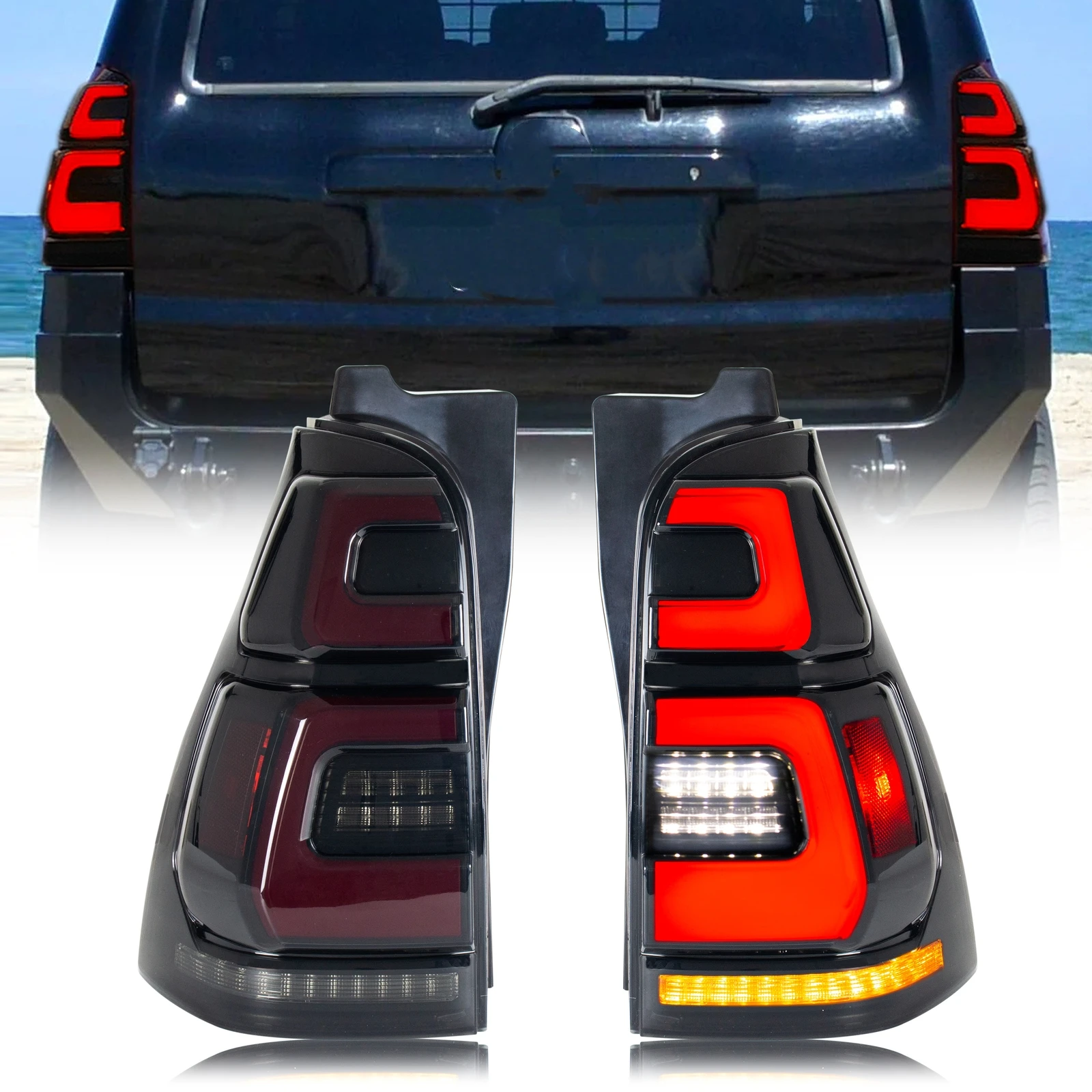 Светодиодные задние фонари для Toyota 4Runner 2003-2009 4-го поколения SR5 TRD с последовательным сигналом поворота, черные, в сборе
Светодиодные задние фонари для Toyota 4Runner 2003-2009 4-го поколения SR5 TRD с последовательным сигналом поворота, черные, в сборе