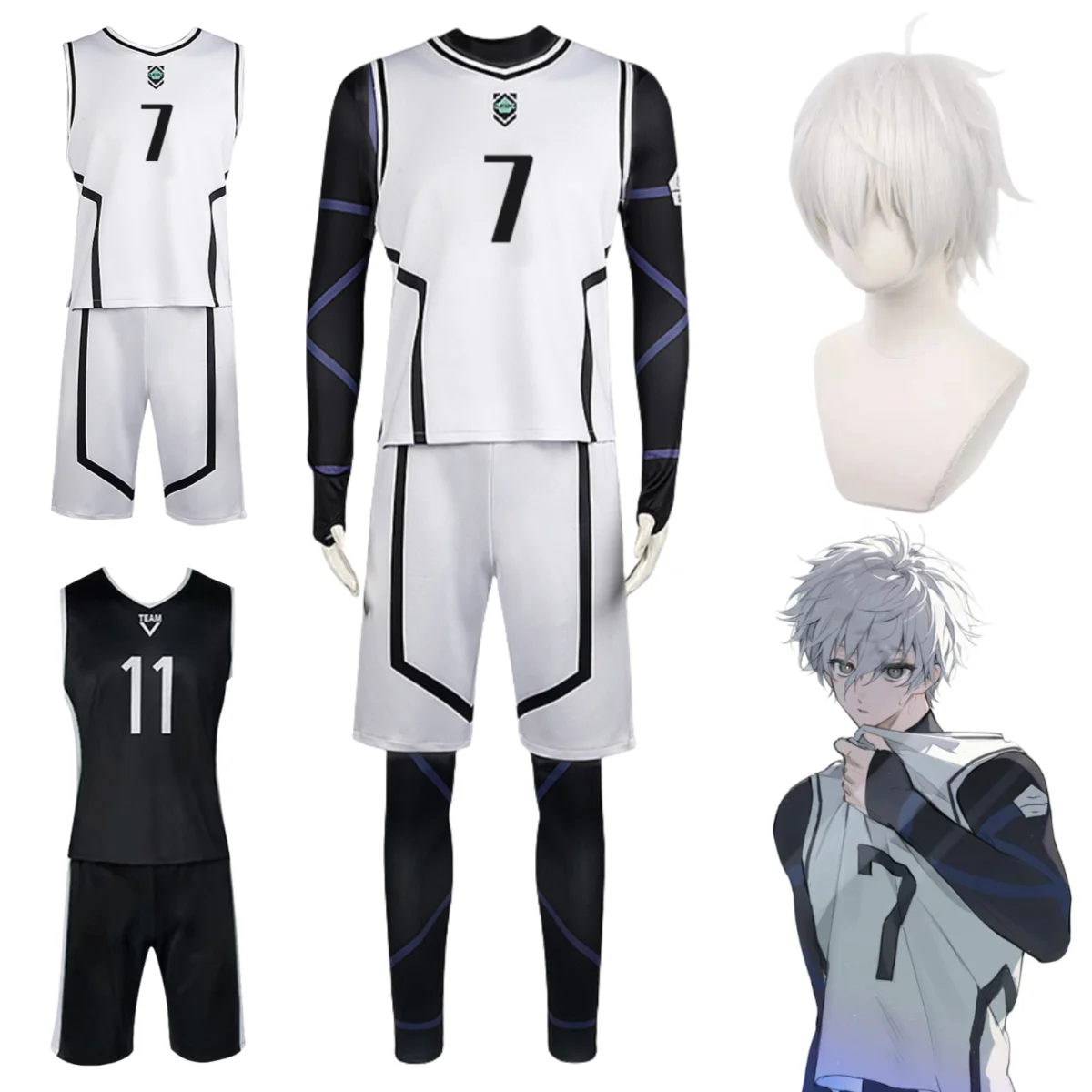 Anime Blue Lock Nagi Cosplay Costumes Nagi Seishiro Wigs NAGI Soccer Jersey Team Football Uniform Nagi Jumpsuit Tights Set
Anime Blue Lock Nagi Cosplay Costumes Nagi Seishiro Wigs NAGI Soccer Jersey Team Football Uniform Nagi Jumpsuit Tights Set