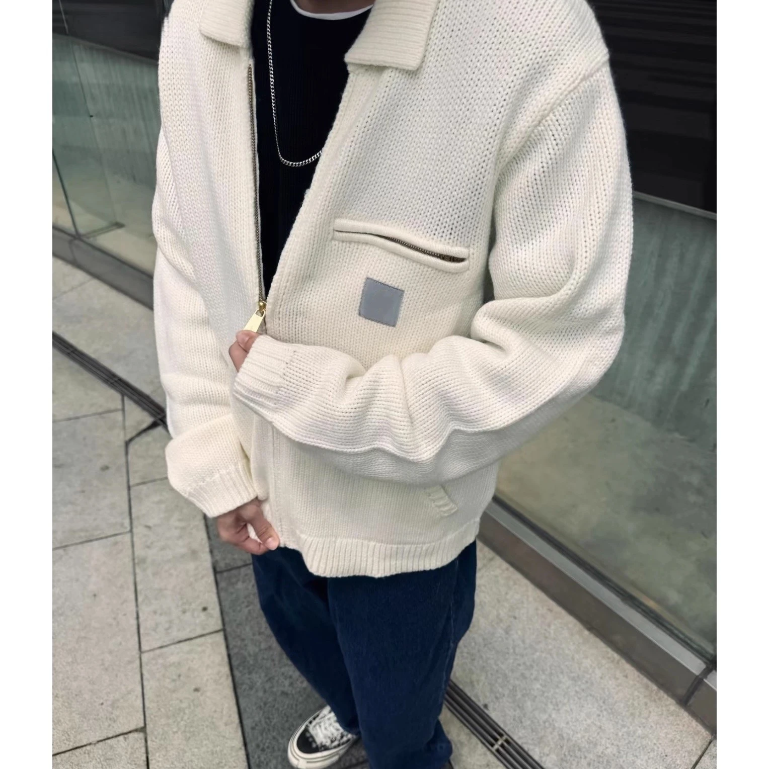 Heavyweight Zipper Collar Knitted Sweater Cardigan ex Detroit Mountain Series Casual Sle Long Sve Warm Outerwear
Heavyweight Zipper Collar Knitted Sweater Cardigan ex Detroit Mountain Series Casual Sle Long Sve Warm Outerwear