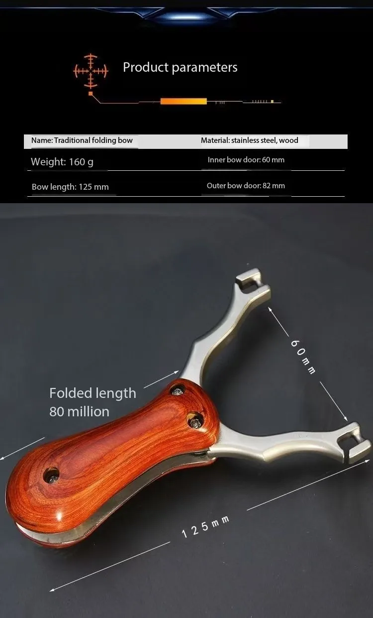 Stainless Steel Flat Leather Folding Slingshot, Professional Precision, Traditional Folding, Solid Wood, No Tie Pocket
Stainless Steel Flat Leather Folding Slingshot, Professional Precision, Traditional Folding, Solid Wood, No Tie Pocket