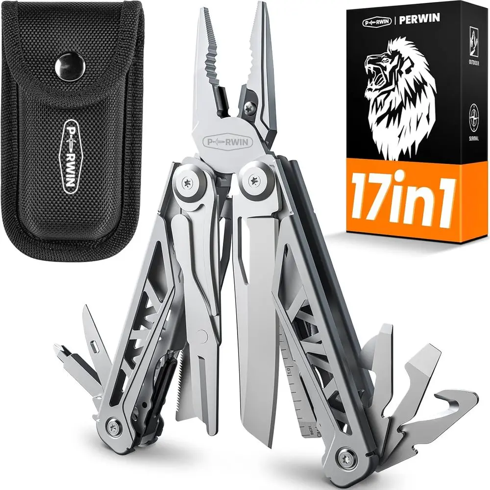 17-in-1 Stainless Steel Multi-Tool Pliers with Self-Locking, Nylon Sheath, Ideal for EDC, Camping, Hunting, Hiking, Gifts for Me
17-in-1 Stainless Steel Multi-Tool Pliers with Self-Locking, Nylon Sheath, Ideal for EDC, Camping, Hunting, Hiking, Gifts for Me