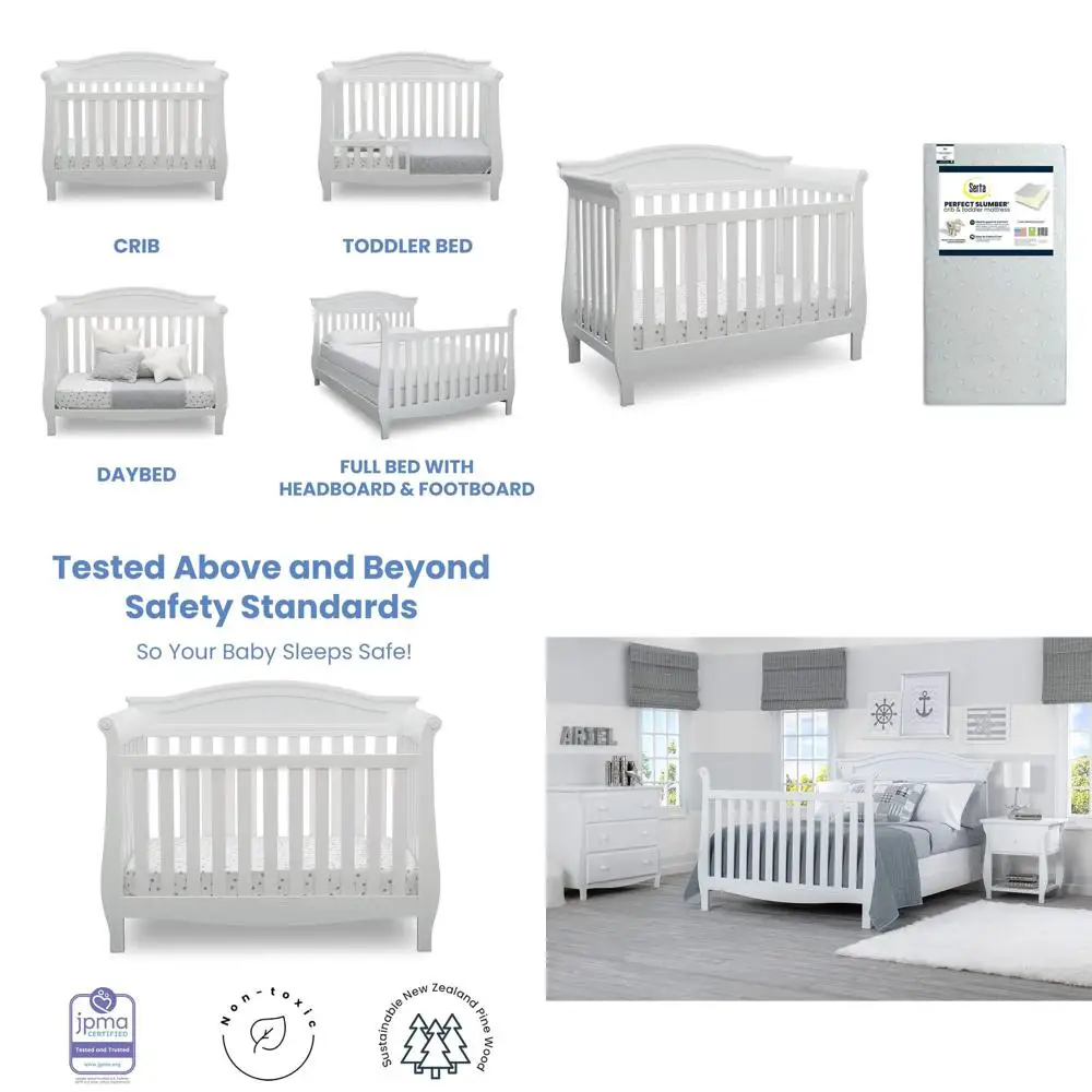 Комплект: кроватка-трансформер 4-в-1 белого цвета + двусторонний матрас из переработанного пенополиуретана для младенцев и малышей
Комплект: кроватка-трансформер 4-в-1 белого цвета + двусторонний матрас из переработанного пенополиуретана для младенцев и малышей