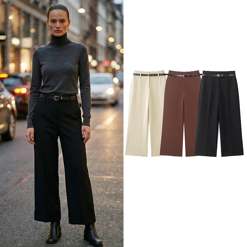 Willshela женские модные с поясом однотонные прямые брюки на молнии спереди винтажные с высокой талией полная длина женские шикарные женские брюки
Willshela женские модные с поясом однотонные прямые брюки на молнии спереди винтажные с высокой талией полная длина женские шикарные женские брюки