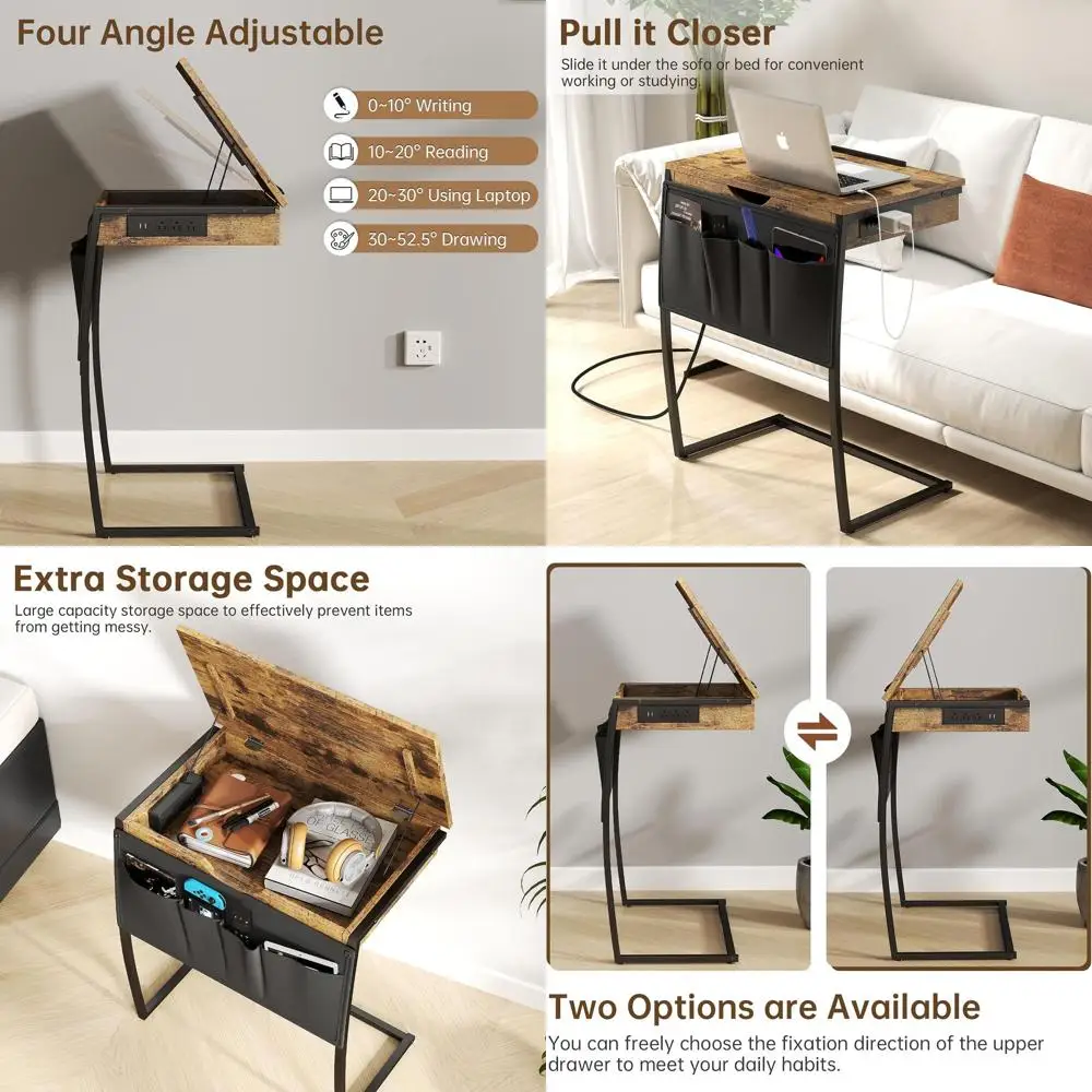 Portable Couch Laptop Desk with Charging Station and Rustic Brown Finish
Portable Couch Laptop Desk with Charging Station and Rustic Brown Finish