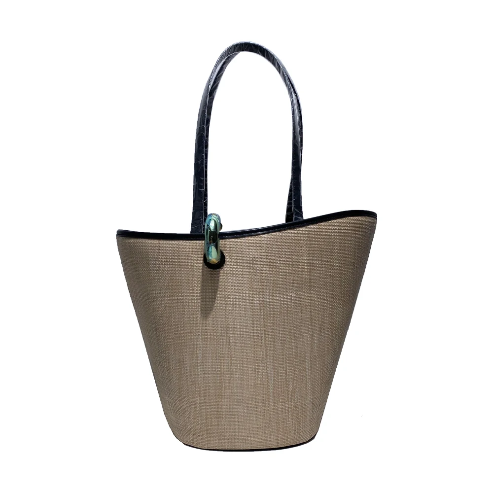 Large Capacity Tote Bag for Women Luxury Designer Straw Woven Bucket Bag Metal Buckle Decoration Top Handbag and Purse
Large Capacity Tote Bag for Women Luxury Designer Straw Woven Bucket Bag Metal Buckle Decoration Top Handbag and Purse
