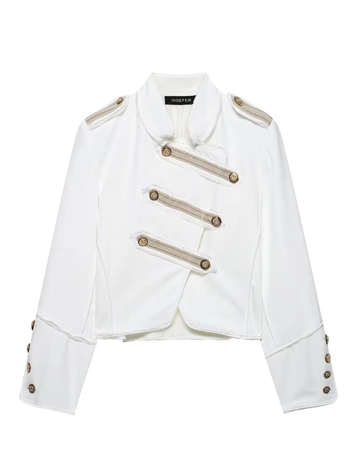 Fashionable Versatile Women's Coat Personalized Diagonal Buckle Design Long Sleeved Stand Collar White Jacket New
Fashionable Versatile Women's Coat Personalized Diagonal Buckle Design Long Sleeved Stand Collar White Jacket New