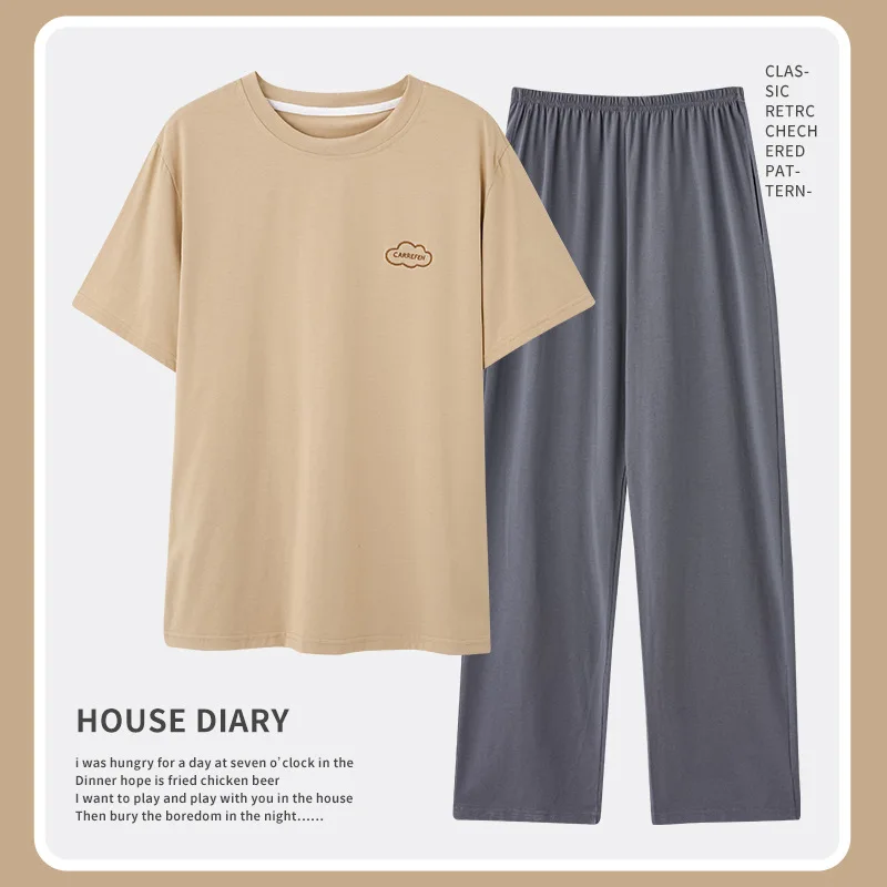 Men's 100% Cotton long Pant Summer plus size men sleepwear teenage pure cotton home suit set Short Sleeves Sleeping Top Pijamas
Men's 100% Cotton long Pant Summer plus size men sleepwear teenage pure cotton home suit set Short Sleeves Sleeping Top Pijamas