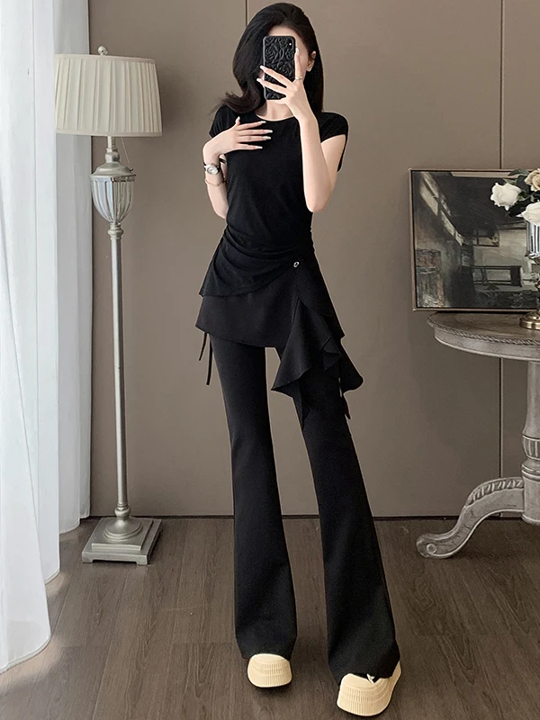 High-End Brand Casual Sports Set Women's Summer 2026 New Black Sleeveless Top High Waist Wide Leg Pants Two-Piece Set
High-End Brand Casual Sports Set Women's Summer 2026 New Black Sleeveless Top High Waist Wide Leg Pants Two-Piece Set