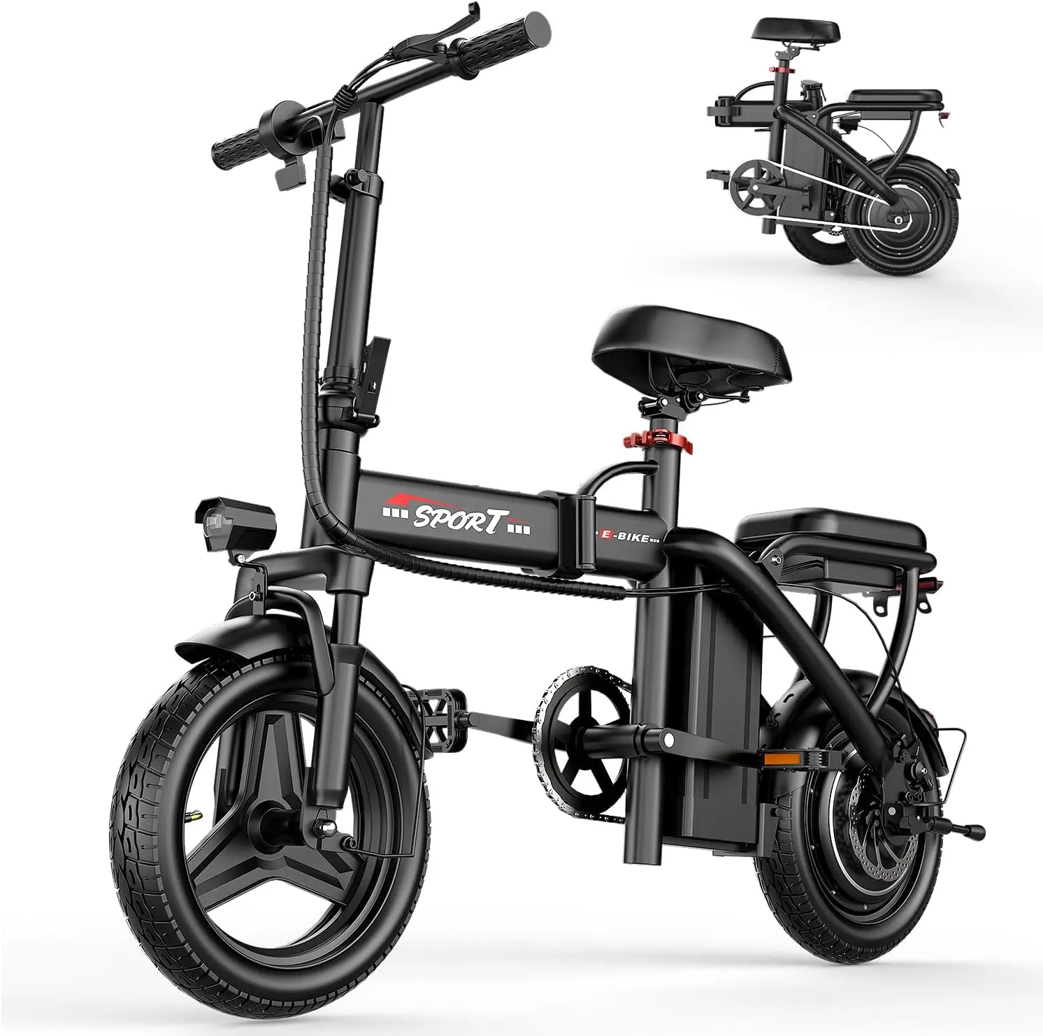 Electric Bike for Adults Teens, 800/1200W Peak Folding Ebike, 22/25MPH & 30/45 Miles Range, 14" Commuting Ebike with Dual Suspen
Electric Bike for Adults Teens, 800/1200W Peak Folding Ebike, 22/25MPH & 30/45 Miles Range, 14" Commuting Ebike with Dual Suspen