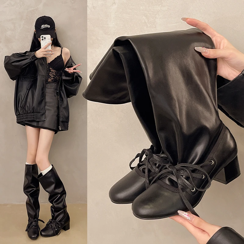 Модные и универсальные женские сапоги до колена, модная обувь на массивном высоком каблуке, новинка зимы 2025, женские длинные сапоги-гладиаторы
Модные и универсальные женские сапоги до колена, модная обувь на массивном высоком каблуке, новинка зимы 2025, женские длинные сапоги-гладиаторы