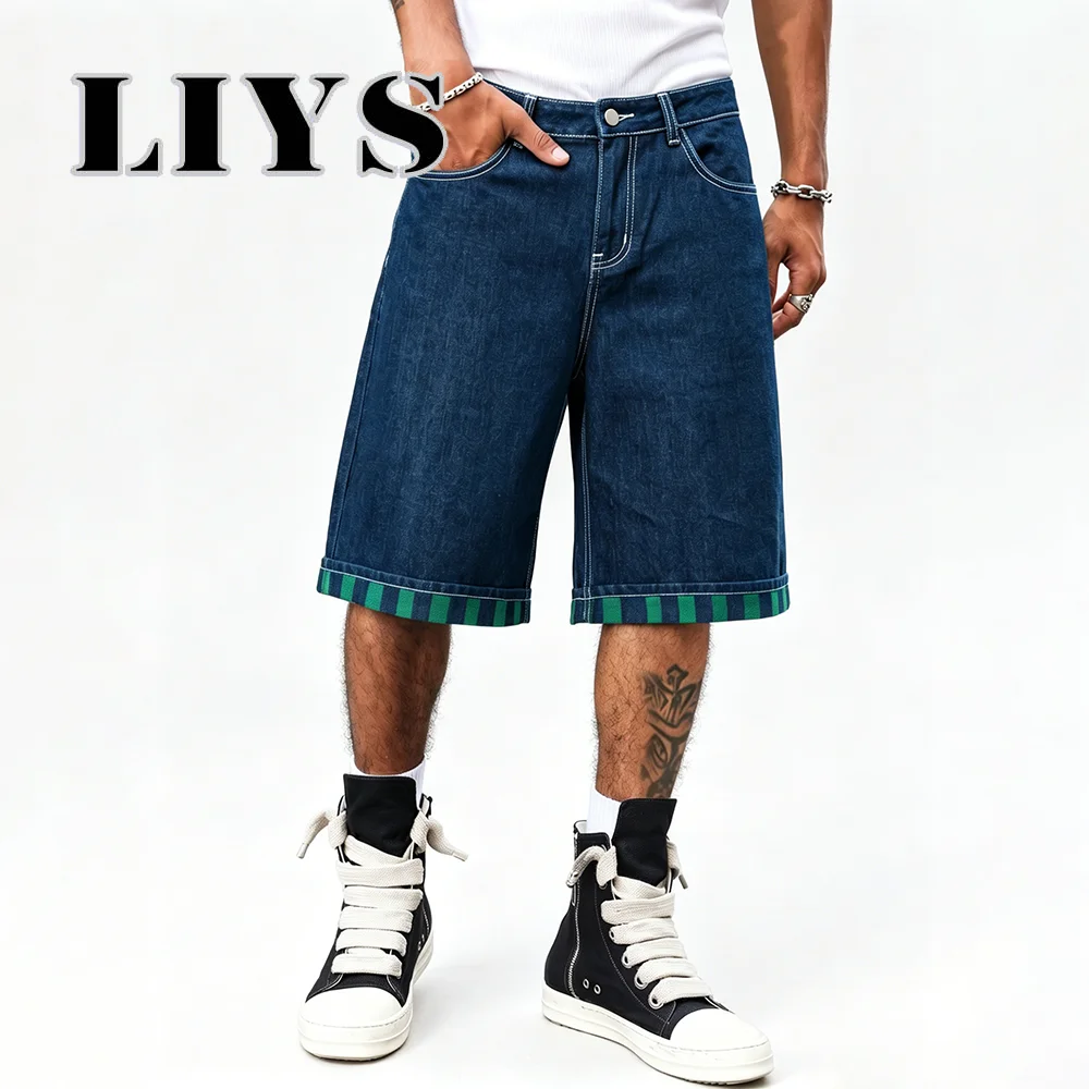 LIYS Men's Baggy Denim Shorts Retro Street Hidden Green Plaid Cuff Casual Wide Leg Knee Length Jean Short Summer Denim Jorts
LIYS Men's Baggy Denim Shorts Retro Street Hidden Green Plaid Cuff Casual Wide Leg Knee Length Jean Short Summer Denim Jorts