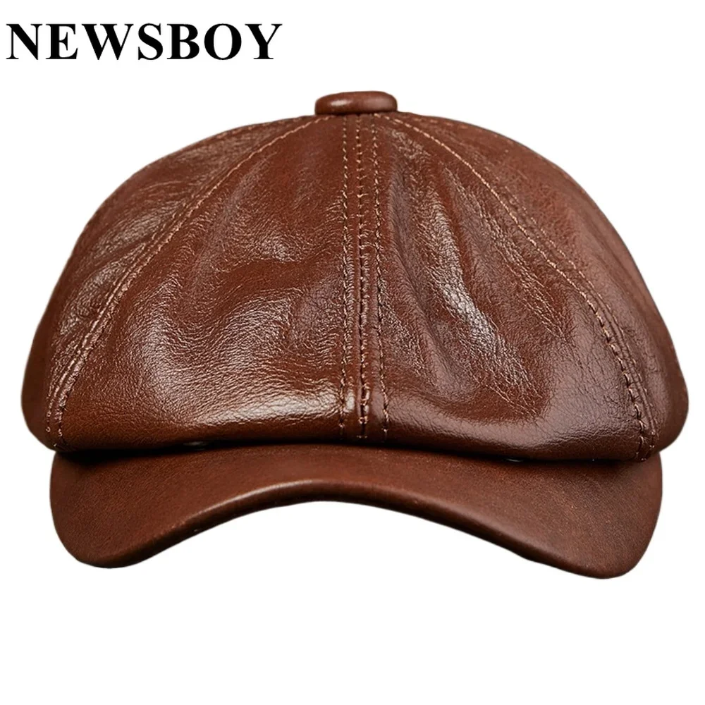 NEWSBOY Caps for Men Brown Real Leather Hat High Quality Octagonal Cap Male Autumn Winter Vintage Flat Caps Male Beret Black
NEWSBOY Caps for Men Brown Real Leather Hat High Quality Octagonal Cap Male Autumn Winter Vintage Flat Caps Male Beret Black