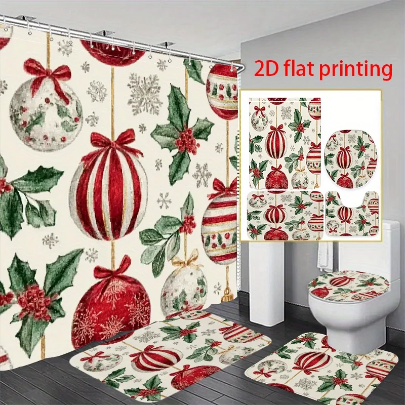 4pcs 2D flat printing Hower Curtain Shower Curtain Set Christmas ornaments and holly pattern. modern home decoration,shower
4pcs 2D flat printing Hower Curtain Shower Curtain Set Christmas ornaments and holly pattern. modern home decoration,shower