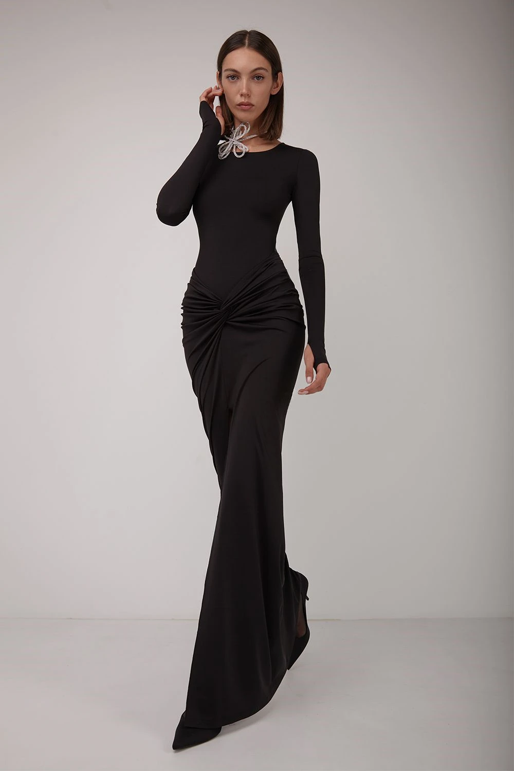 Customized High Quality Jersey Black Off The Shoulder Evening Dress Modern O-neck Straight Long Sleeves Bespoke Occasi
Customized High Quality Jersey Black Off The Shoulder Evening Dress Modern O-neck Straight Long Sleeves Bespoke Occasi