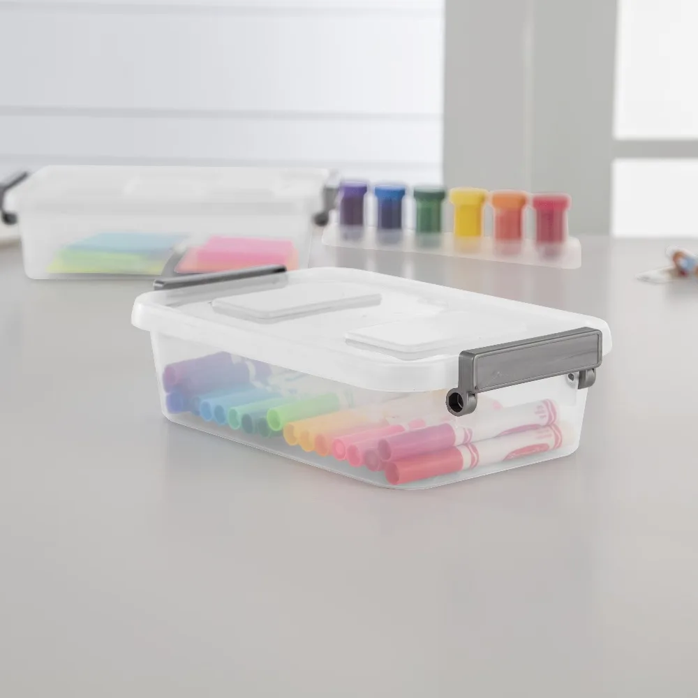 2 Pack Modular Small Latching Storage Bin 2.7 Quart Clear Plastic Container with Write-on ID Latches Gray
2 Pack Modular Small Latching Storage Bin 2.7 Quart Clear Plastic Container with Write-on ID Latches Gray