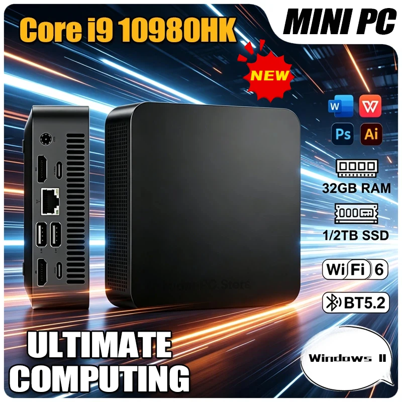 2026 MINI PC Windows 11 Pro Core I9 10980HK 32GB RAM 1TB 2TB SSD WIFI 6 BT5.2 4K HD Mini Gaming Office Study Pc With
2026 MINI PC Windows 11 Pro Core I9 10980HK 32GB RAM 1TB 2TB SSD WIFI 6 BT5.2 4K HD Mini Gaming Office Study Pc With