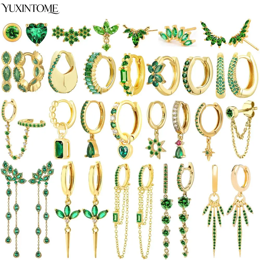 925 Sterling Silver Needle Fashion Green Zircon Gold Earrings Heart Hoop Earrings for Women Tassel Chain Stud Earrings Wholesale
925 Sterling Silver Needle Fashion Green Zircon Gold Earrings Heart Hoop Earrings for Women Tassel Chain Stud Earrings Wholesale