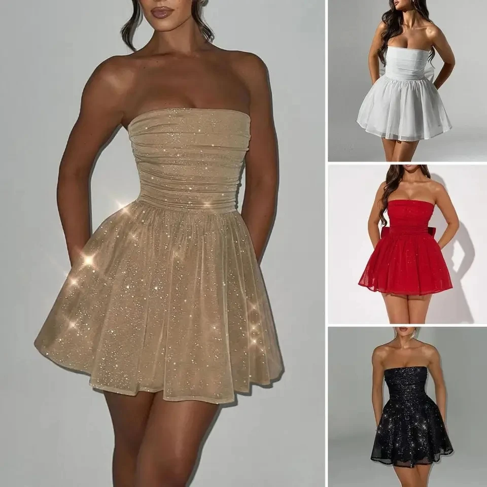2024 Back Big Bow Decoration Mini Dress Fashion Off Shoulder High Waist Sleeveless Backless Dresses Autumnm New Party Gowns
2024 Back Big Bow Decoration Mini Dress Fashion Off Shoulder High Waist Sleeveless Backless Dresses Autumnm New Party Gowns