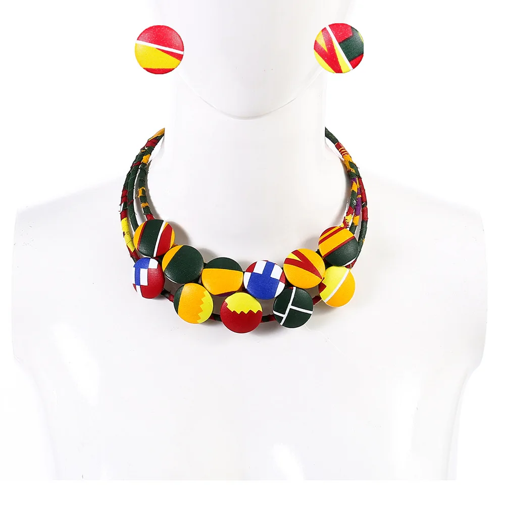 African style flower cloth buckle collage necklace earrings set handmade collar choker cross-border
African style flower cloth buckle collage necklace earrings set handmade collar choker cross-border