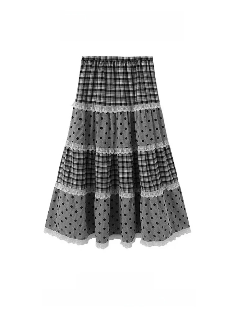 Y2K Multi-Layer Ruffle Plaid Polka Dot Half Skirt Women's Lace Splicing A-Line Skirt Four Seasons Wear Cake Long Skirt
Y2K Multi-Layer Ruffle Plaid Polka Dot Half Skirt Women's Lace Splicing A-Line Skirt Four Seasons Wear Cake Long Skirt