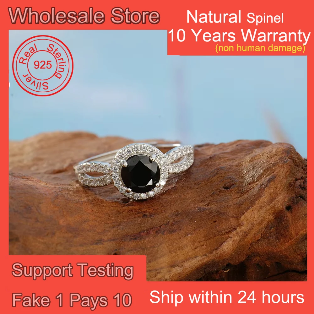 Natural Spinel S925 Silver Ring Elegant Adjustable Bands 6.5mm Round Black Gemstone Bohemian Jewelry Statement Gift
Natural Spinel S925 Silver Ring Elegant Adjustable Bands 6.5mm Round Black Gemstone Bohemian Jewelry Statement Gift