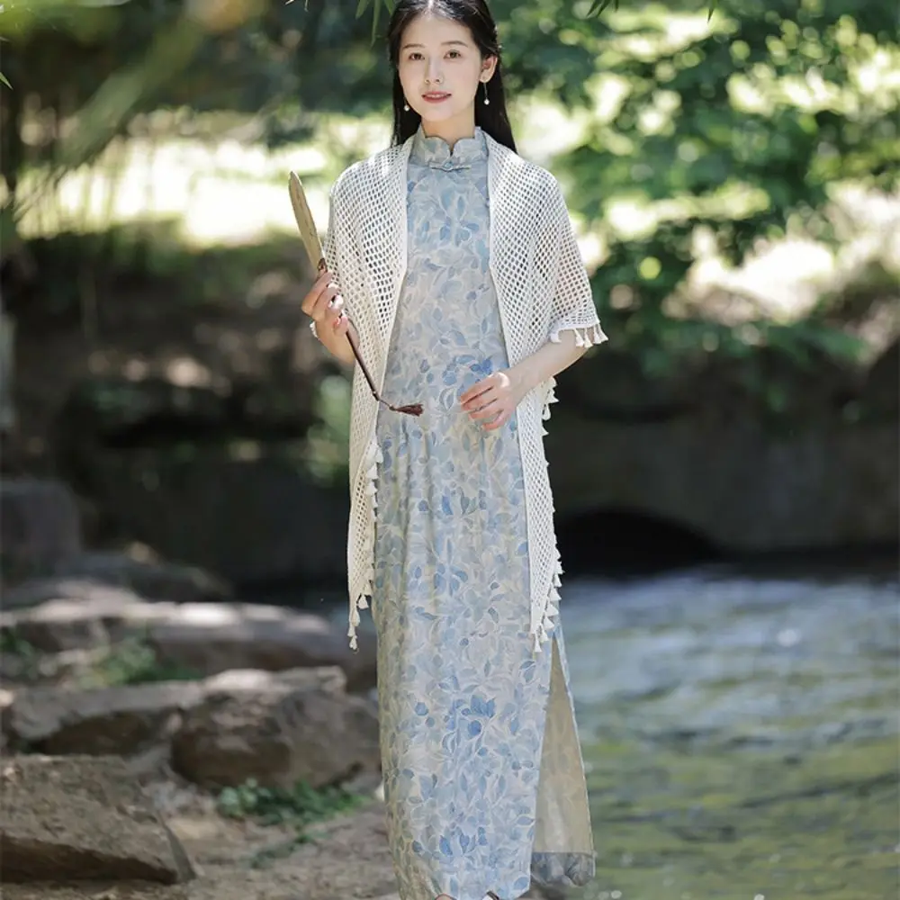 Womens Fashion Tassel Long Knitted Shawl Hollow Out Chinese Style Open Cardigan Simple Elegant Sunscreen Outerwear Spring Autumn
Womens Fashion Tassel Long Knitted Shawl Hollow Out Chinese Style Open Cardigan Simple Elegant Sunscreen Outerwear Spring Autumn