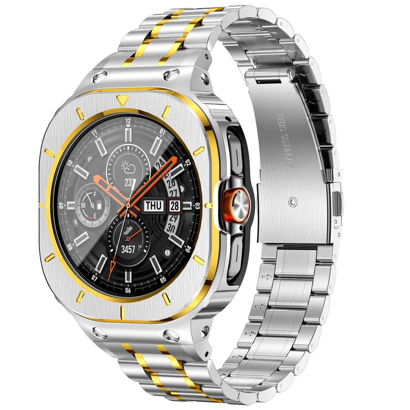 Cross-border compatible Samsung Ultra five-link steel case integrated strap made of 316L stainless steel, shock-resistant watch
Cross-border compatible Samsung Ultra five-link steel case integrated strap made of 316L stainless steel, shock-resistant watch