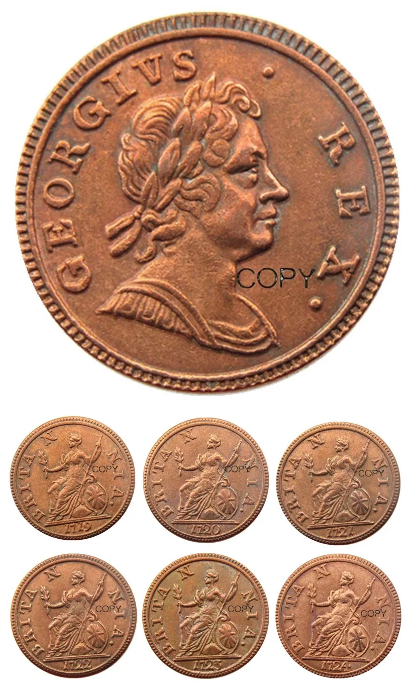 UK A set of(1719-1724) 6 шт., просмотр британских монет Джордж I, очень редкая копия монет
UK A set of(1719-1724) 6 шт., просмотр британских монет Джордж I, очень редкая копия монет