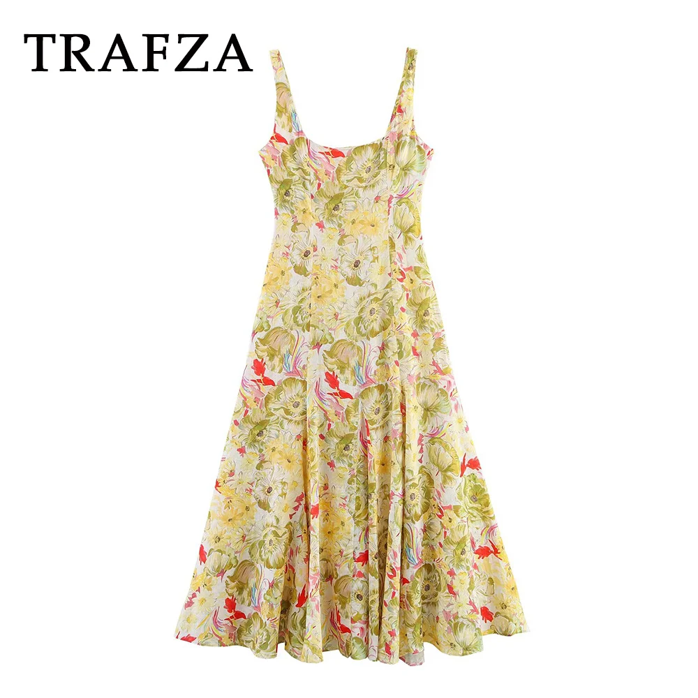 TRAFZA Chic Floral Flax Print Sleeveless Woman Dresses Fashion 2025 Summer Zipper Draped Slim Holiday Party Female Vestidos
TRAFZA Chic Floral Flax Print Sleeveless Woman Dresses Fashion 2025 Summer Zipper Draped Slim Holiday Party Female Vestidos