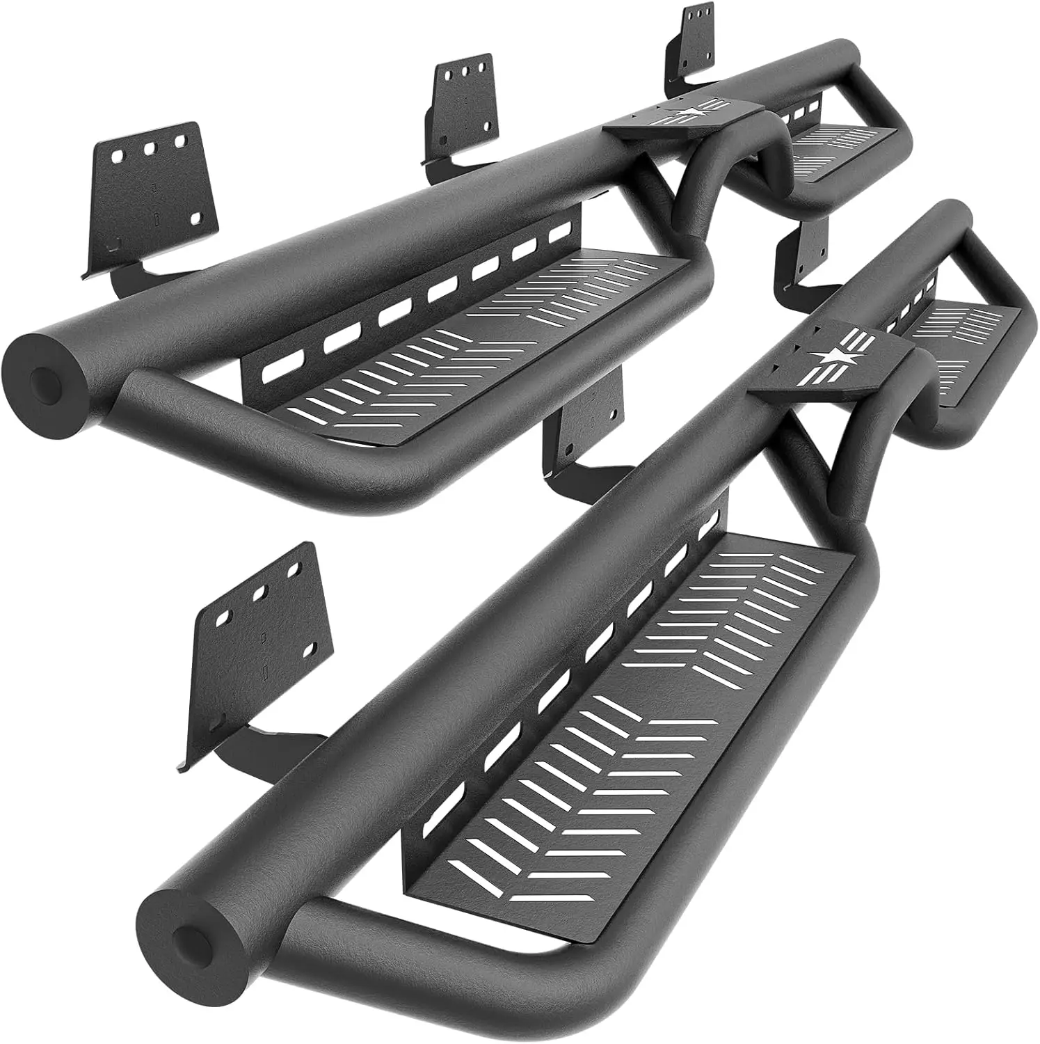 Running Boards for 2019-2026 Dodge Ram 1500 Quad Cab, Heavy-Duty Steel, Black, Two Stairs Design with Star Logo
Running Boards for 2019-2026 Dodge Ram 1500 Quad Cab, Heavy-Duty Steel, Black, Two Stairs Design with Star Logo
