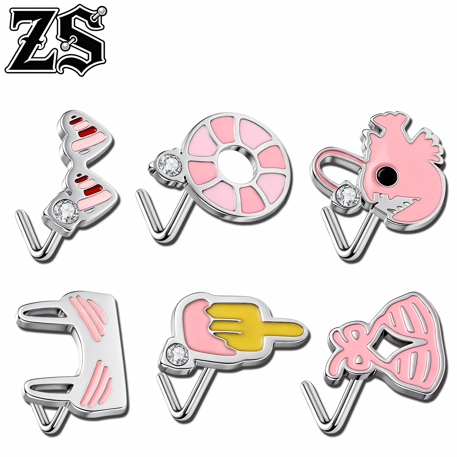 ZS 20G 1 PC-10pcs/lot Cute Pink Stainless Steel Nose Stud Women Nose Piercing L/S Shape Fish Glasses Donut Nostril Piercings Set
ZS 20G 1 PC-10pcs/lot Cute Pink Stainless Steel Nose Stud Women Nose Piercing L/S Shape Fish Glasses Donut Nostril Piercings Set