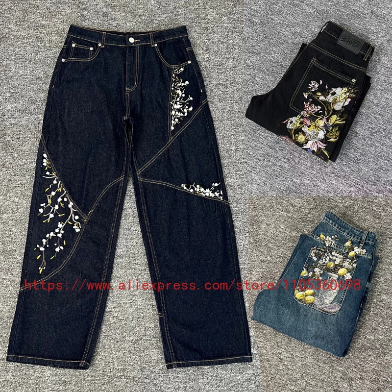 New Arrival High Street Fashion Loose Straight Derschutze Jeans Casual Floral Embroidery Patchwork Derschutze Denim Pants
New Arrival High Street Fashion Loose Straight Derschutze Jeans Casual Floral Embroidery Patchwork Derschutze Denim Pants